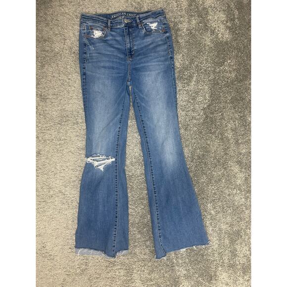 American Eagle Women's Size 8 X-LONG 31 Inseam Hi-Rise Flare - Picture 1 of 4
